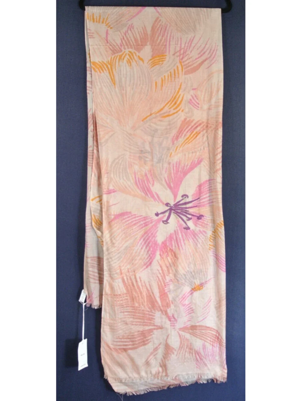NWTs, Nordstrom Floral Silk Fringe Scarf in Pink One Size #SC101
